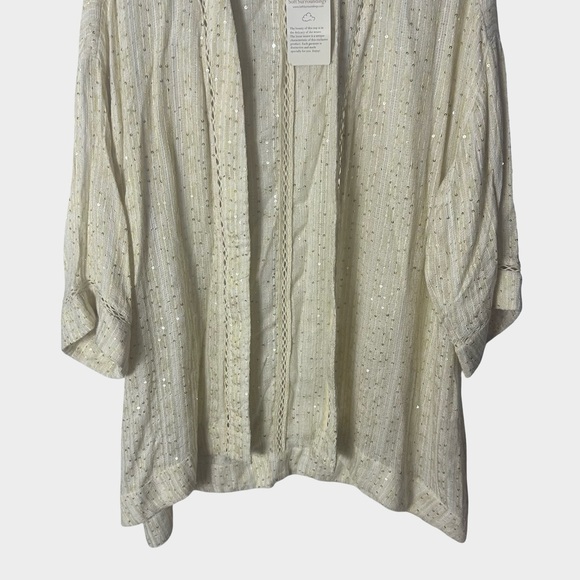 Soft Surroundings Boho Sheer Sequin Kimono Cardigan Topper Open Front Large NWT - Picture 5 of 13